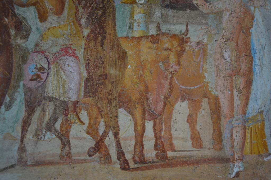 V.4.a Pompeii. March 2018. Room ‘h’, detail from central painting on south wall of tablinum.
Foto Annette Haug, ERC Grant 681269 DÉCOR.
