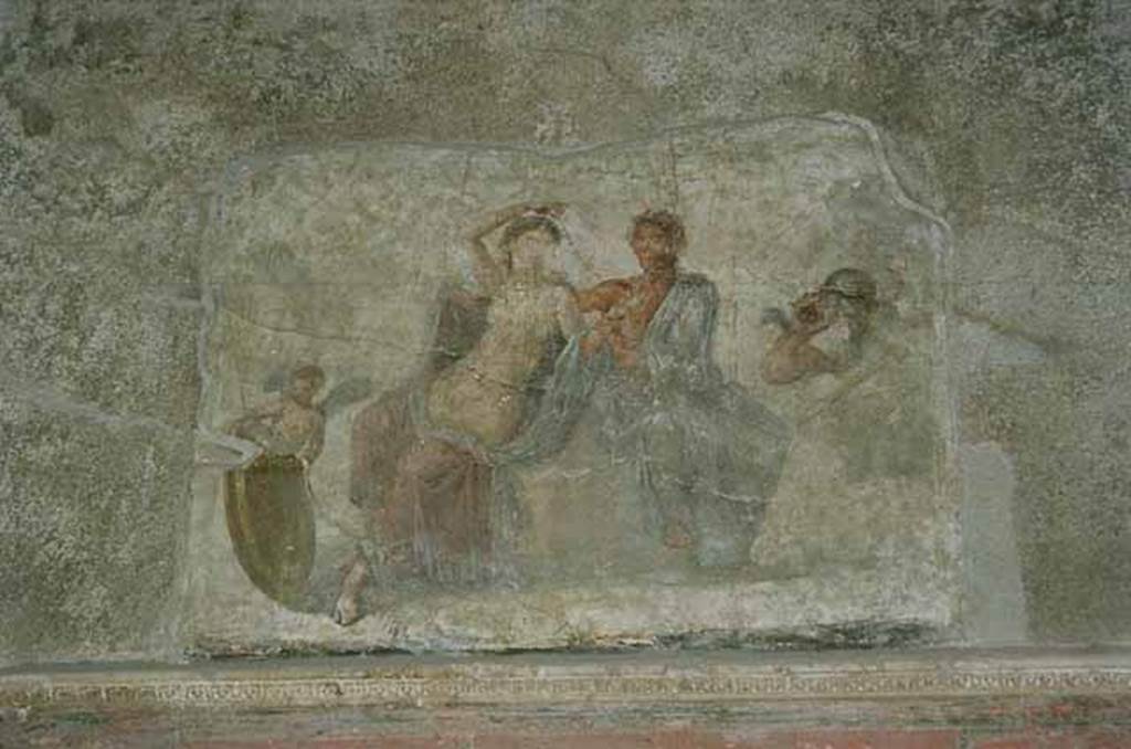 VI.2.4 Pompeii. May 2010. Cubiculum in the south-west corner of small garden. South wall. Painting of Ares and Aphrodite. Photo courtesy of Rick Bauer. See Helbig, W., 1868. Wandgemälde der vom Vesuv verschütteten Städte Campaniens. Leipzig: Breitkopf und Härtel. (319).
