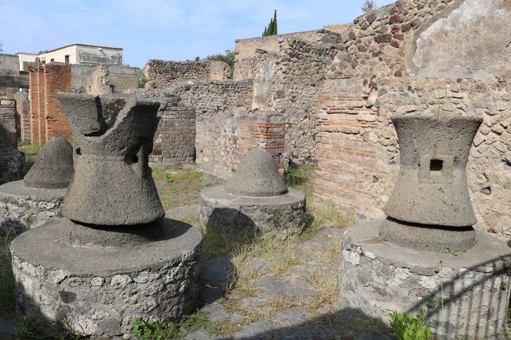 VI.3.3 Pompeii. December 2018. 
Room 7, looking north-west across mill-room, towards north wall with doorways to room 8, and stable at VI.3.28. Photo courtesy of Aude Durand.
