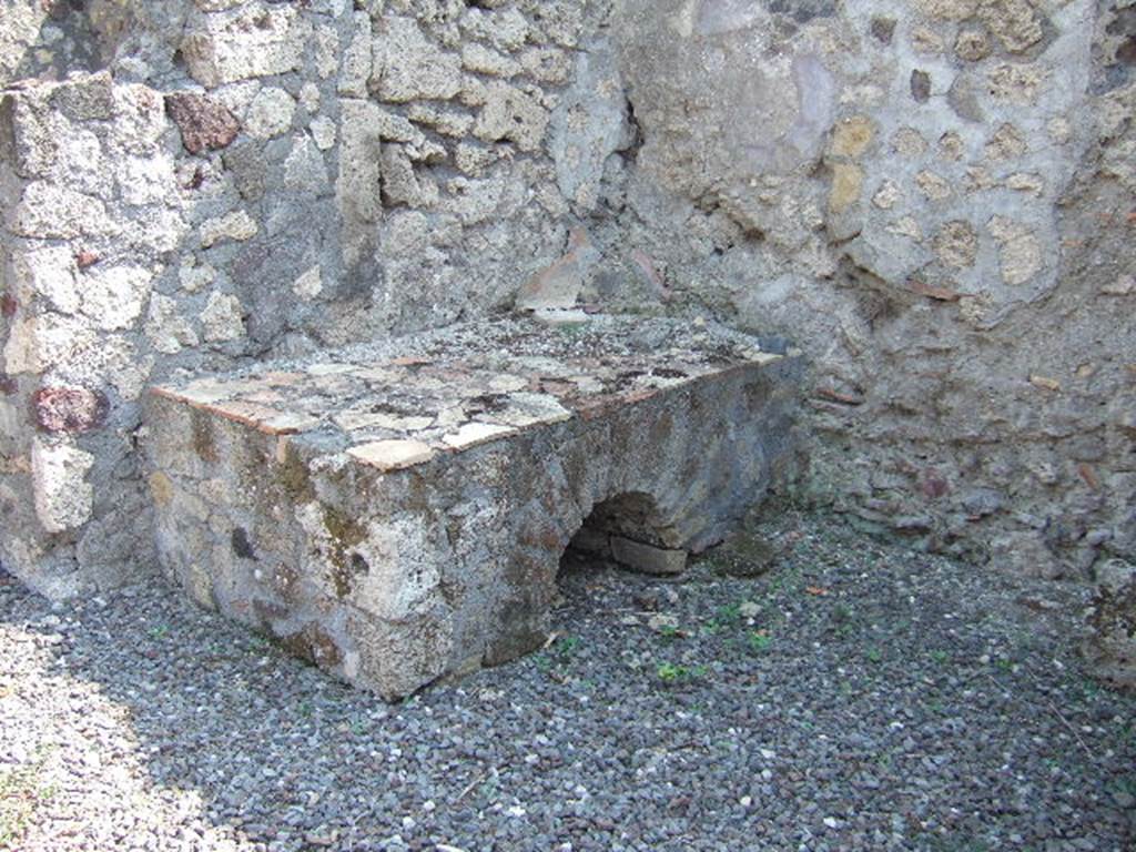 VI.5.2 Pompeii. September 2005. Hearth in south-east corner.