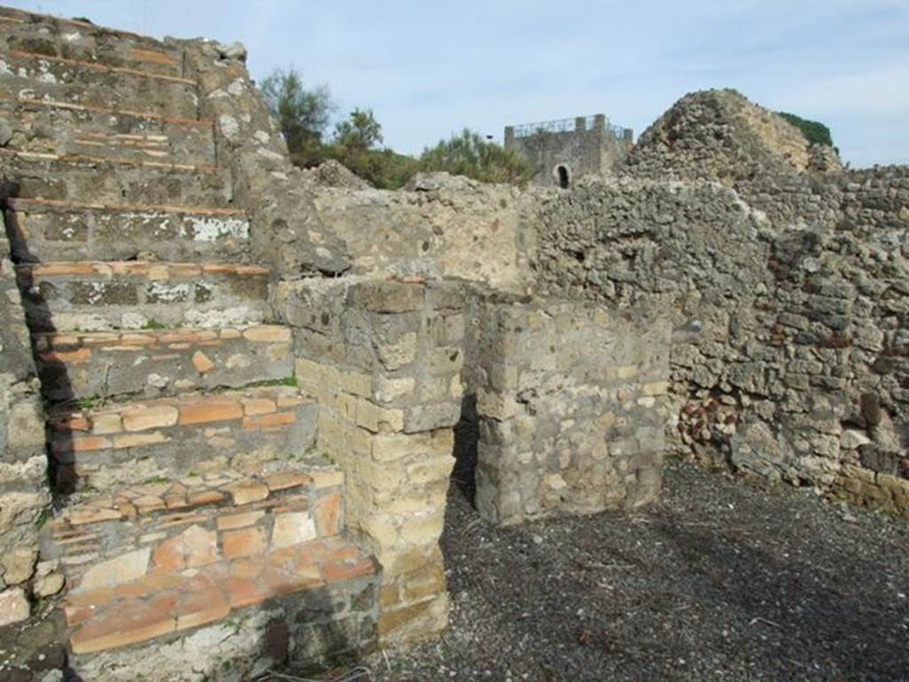 VI.5.3 Pompeii. December 2007. Stairs on the east side of room 12 on the left, and two rooms 17 on the right, near entrance doorway VI.5.22  

