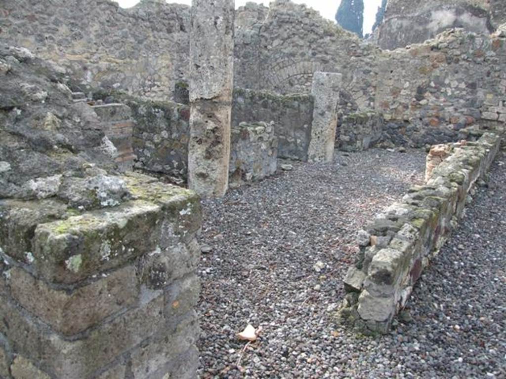 VI.5.3 Pompeii. December 2007. Looking south-west across room 19.  
According to Fiorelli, this area had another three smaller rooms, preceeded by an area with a lean-to roof.
