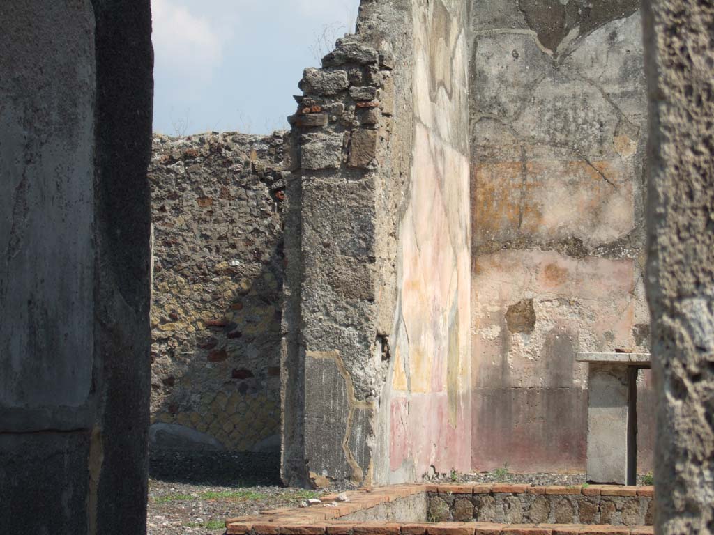 VI.5.3 Pompeii. September 2005. Looking across impluvium towards north side of tablinum.