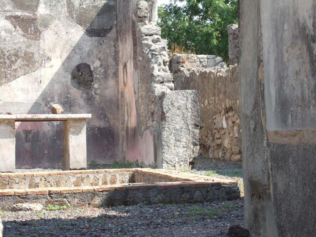 VI.5.3 Pompeii. September 2005. Looking across impluvium towards south side of tablinum.