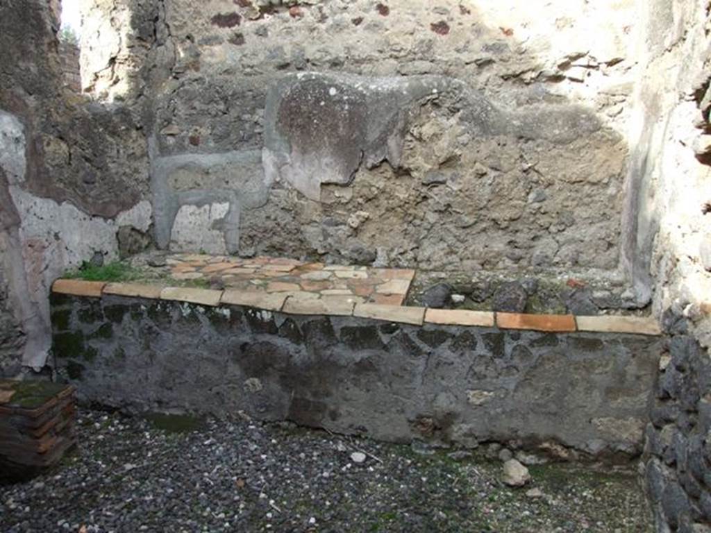 VI.5.4 Pompeii. December 2007. Room 1, looking north to hearth, and window in west wall.