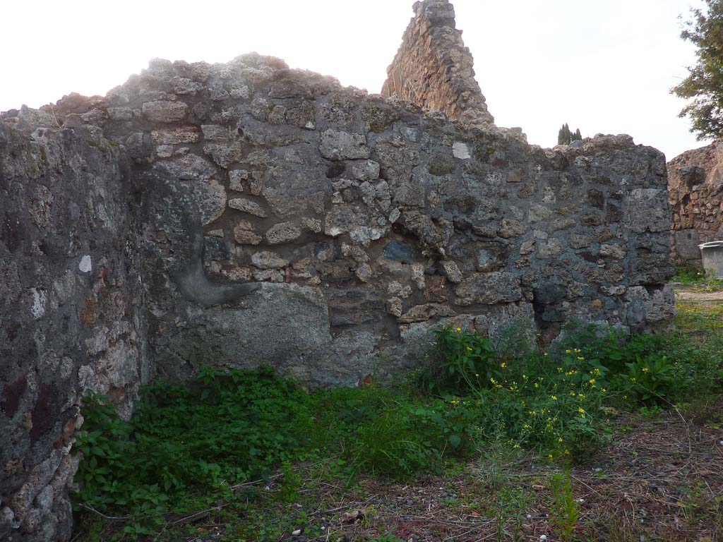 VI.5.9 Pompeii. November 2021. 
Looking towards west wall of triclinium, with doorway to garden area, on right. Photo courtesy of Hlne Dessales.
