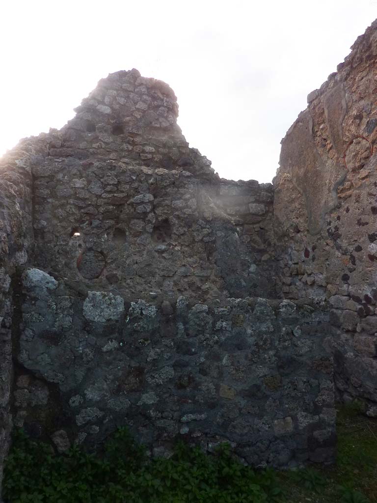 VI.5.9 Pompeii. November 2021. 
Looking towards west wall of room next to triclinium, and rear of rooms with stairs. Photo courtesy of Hlne Dessales.
