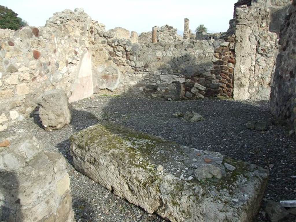 VI.5.10 Pompeii. December 2007. Room 2, looking north-east. This is possibly where mosaic Festus cum Torquato was found.
