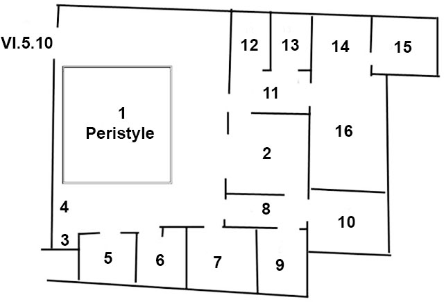 VI.5.10 Pompeii. Room Plan 