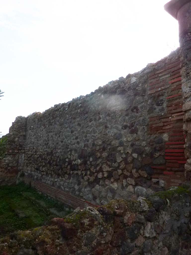 VI.5.10 Pompeii. November 2021. 
Looking south along west wall of peristyle from north-west corner. Photo courtesy of Hlne Dessales

