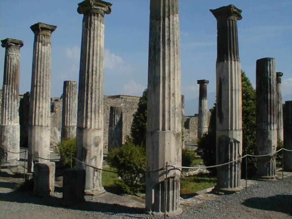 VI.6.1 Pompeii. September 2004. Peristyle, looking south-east.
