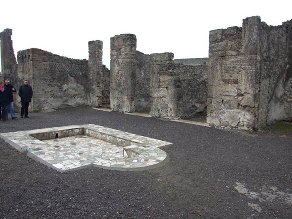 VI.6.1 Pompeii. December 2007. Looking south-west across atrium towards rooms 1, 2 and 3.