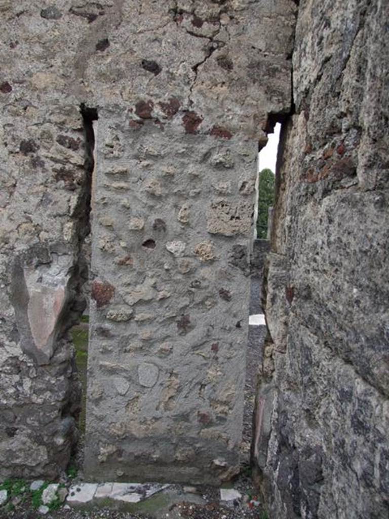 VI.6.1 Pompeii. December 2007. Room 3, blocked doorway in north wall.