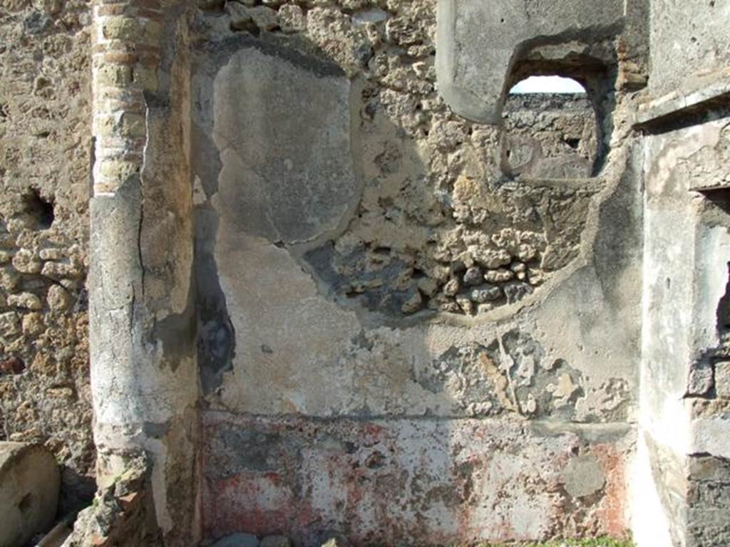 VI.7.1 Pompeii. March 2009. North wall of light-well, with window-sized hole. This window would have overlooked the light-well from a room in VI.7.16.
