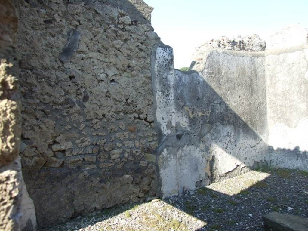 VI.7.1 Pompeii. March 2009. North wall of triclinium at rear of light-well.