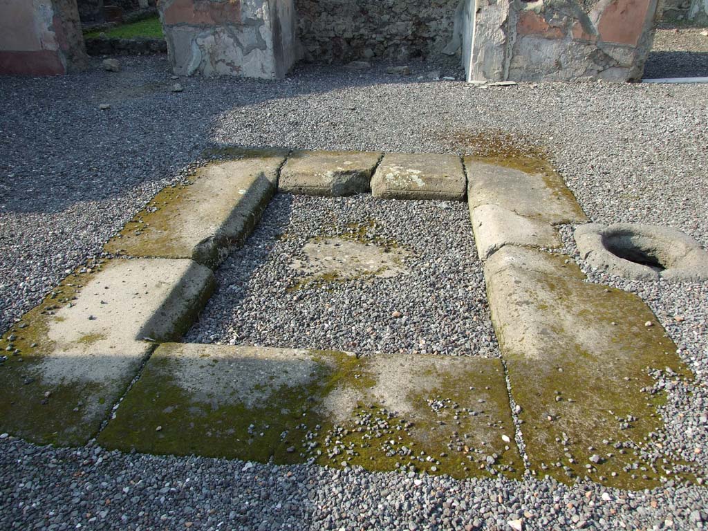 VI.7.6 Pompeii. March 2009. Room 1, atrium, looking north across impluvium.