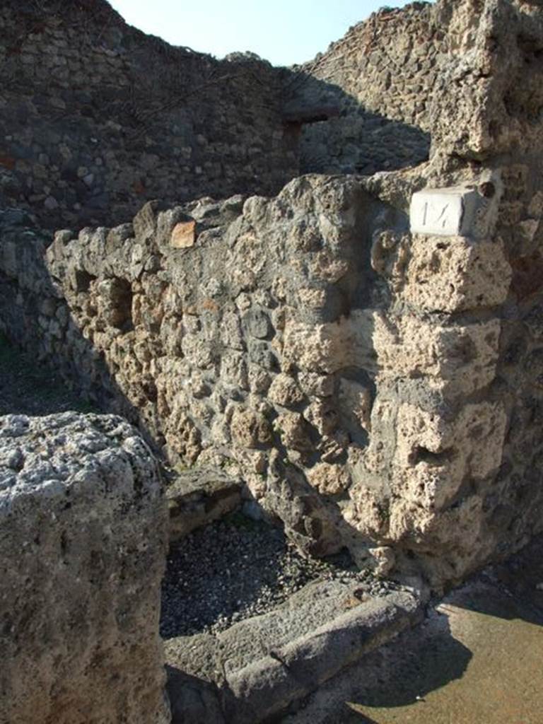 VI.7.14 Pompeii. December 2007. Site of steps to upper floor.