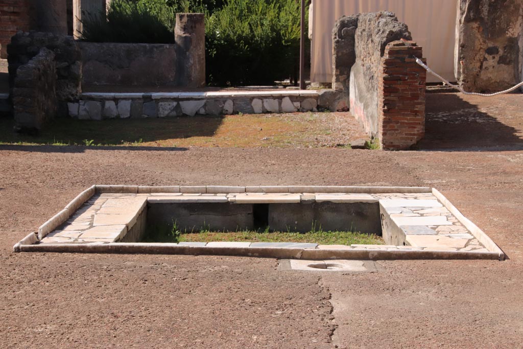 VI.7.18 Pompeii. October 2022. Looking west across impluvium in atrium. Photo courtesy of Klaus Heese. 