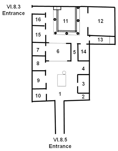 VI.8.3-5 Pompeii. Casa del Poeta Tragico or House of the Tragic Poet
Room plan