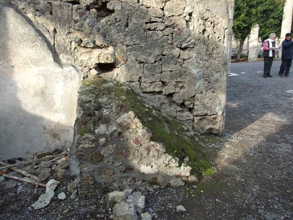 VI.9.2 Pompeii. December 2007. Room 10, north wall with remains of staircase 11 to upper floor.