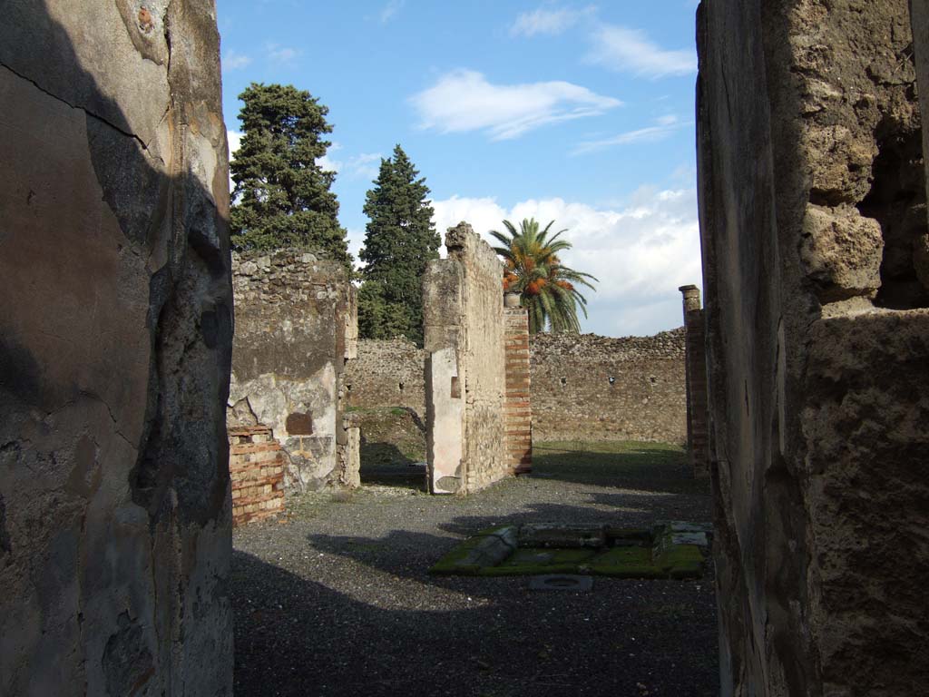 VI.10.6 Pompeii. December 2005. Entrance fauces and painted plaster on north wall.