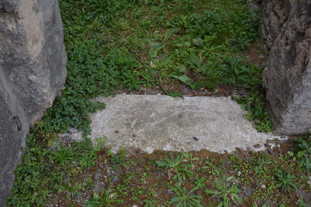 VI.11.9 Pompeii. October 2017. Room 4, doorway threshold.
Foto Annette Haug, ERC Grant 681269 DCOR
