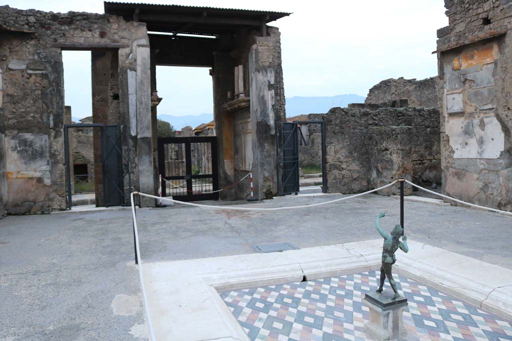 VI.12.2 Pompeii. December 2018. 
Looking south-east across impluvium in atrium, towards entrance doorway, in centre. Photo courtesy of Aude Durand.
