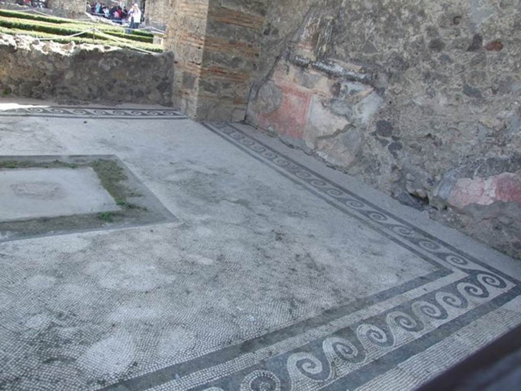 VI.12.2 Pompeii. March 2009. Looking south across Triclinium mosaic floor. West end.