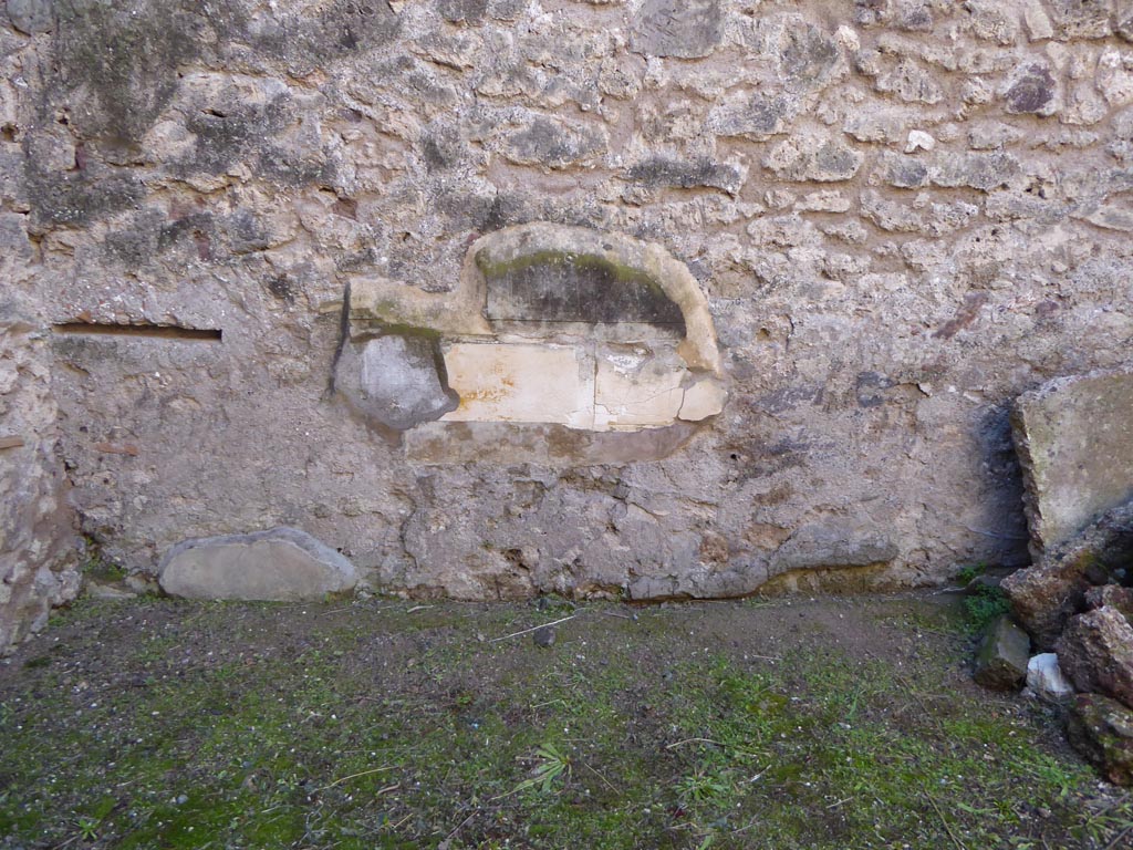 VI.12.2 Pompeii. January 2017. Room 44, detail from lower west wall in oecus.
Foto Annette Haug, ERC Grant 681269 DÉCOR.

