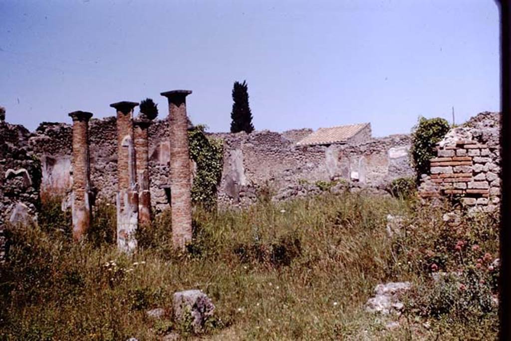 VI.13.6/8/9 Pompeii. 1964. Looking north-west across peristyle area.  Photo by Stanley A. Jashemski.
Source: The Wilhelmina and Stanley A. Jashemski archive in the University of Maryland Library, Special Collections (See collection page) and made available under the Creative Commons Attribution-Non Commercial License v.4. See Licence and use details.
J64f1090
