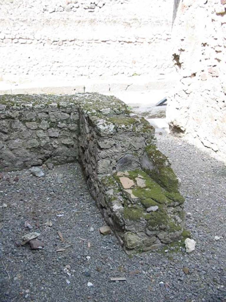 VI.13.17 Pompeii. May 2003. Looking west from rear of counter and remains of hearth. Photo courtesy of Nicolas Monteix.
