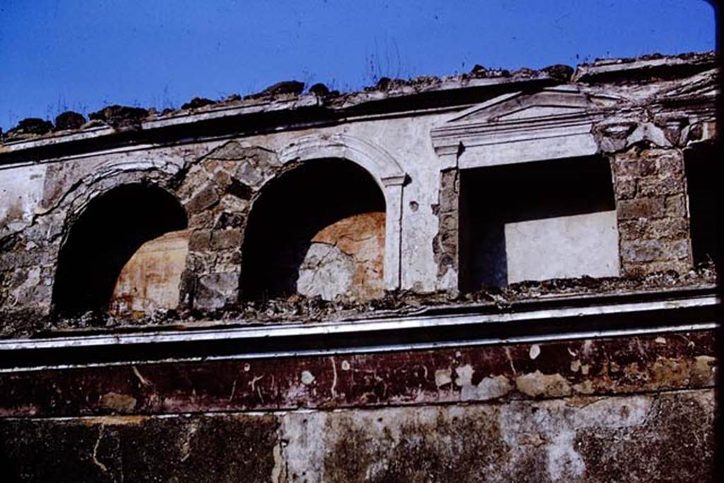 VI.13.19 Pompeii. 1966. Three of the small niches. Photo by Stanley A. Jashemski.
Source: The Wilhelmina and Stanley A. Jashemski archive in the University of Maryland Library, Special Collections (See collection page) and made available under the Creative Commons Attribution-Non Commercial License v.4. See Licence and use details.
J66f0252
