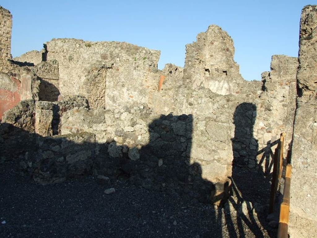 VI.14.8 Pompeii. December 2006. East side of shop, with doorway to VI.14.9.