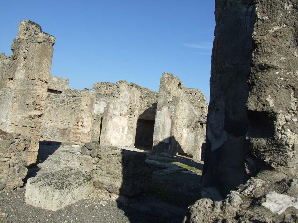 VI.14.12 Pompeii. December 2007. East side of oecus on west side of atrium of VI.14.12, taken from VI.14.10.