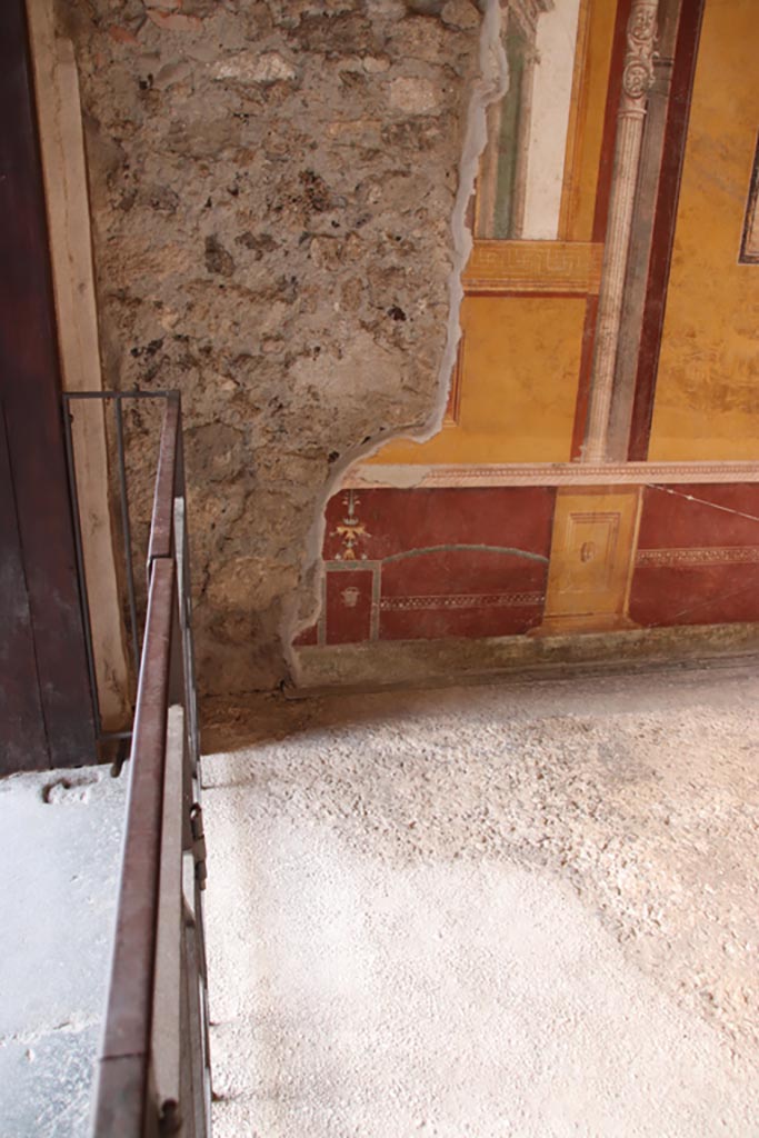 VI.15.1 Pompeii. October 2023. 
Looking towards lower north wall at west end. Photo courtesy of Klaus Heese.
