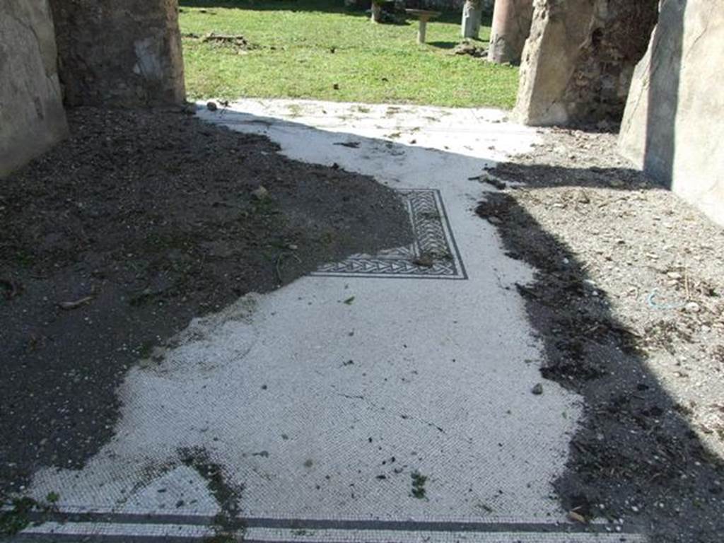 VI.15.5 Pompeii. March 2009. Room 7, looking west across mosaic floor of tablinum.  