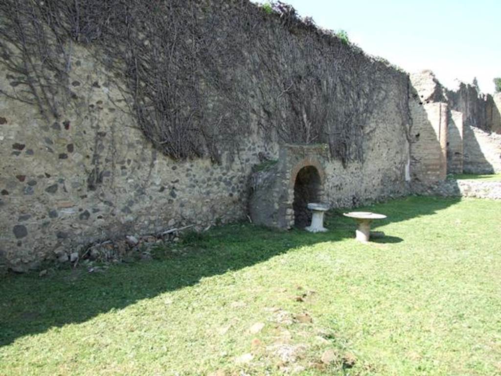 VI.15.5 Pompeii.  March 2009. Garden area, 11, West wall, looking north west from south portico.