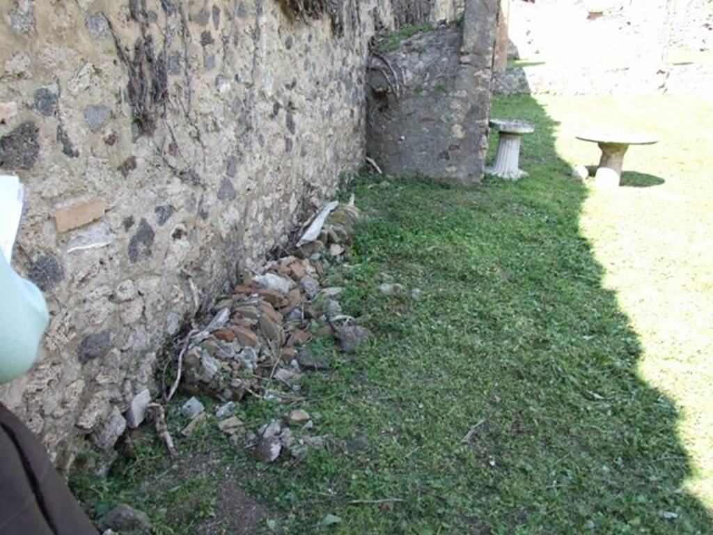 VI.15.5 Pompeii.  March 2009.  Garden area 11. looking north along west wall.