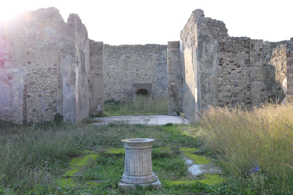 VI.15.5 Pompeii. December 2018. Room 1, looking west across impluvium and puteal in atrium. Photo courtesy of Aude Durand.