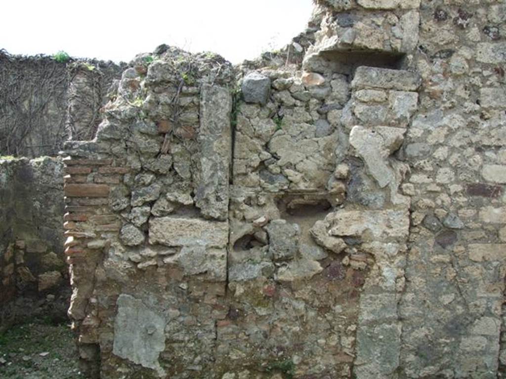 VI.15.6 Pompeii. March 2009. Room 8, west wall of exedra, with doorway under the stairs.