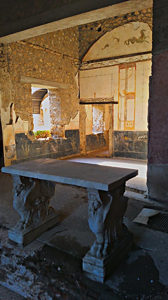 VI.15.8 Pompeii. December 2019. 
Looking across atrium towards tablinum and doorway into cubiculum.
Photo courtesy of Giuseppe Ciaramella.
