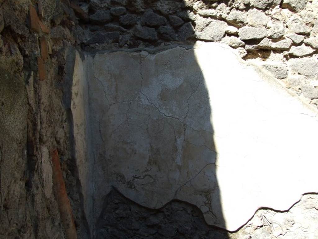 VI.15.9 Pompeii.  March 2009.  Latrine.  North wall with remains of wall plaster.