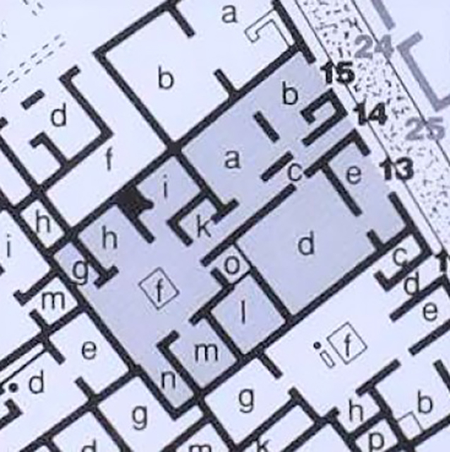 VI.15.13-14-15, Pompeii. 
See Carratelli, G. P., 1990-2003. Pompei: Pitture e Mosaici. Vol. V. Roma: Istituto della enciclopedia italiana, p. 692.
