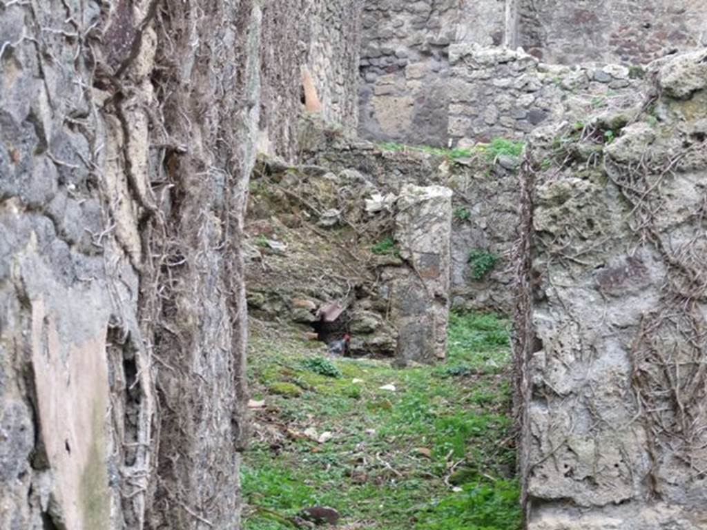 VI.16.11 Pompeii. December 2007. Latrine and kitchen area of the corridor leading to rear.