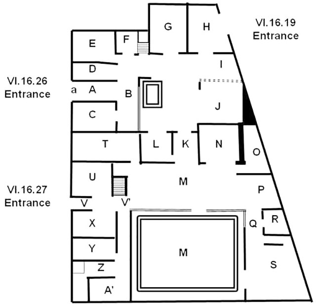 VI.16.27, VI.16.26 and VI.16.19 Pompeii
Combined room plan