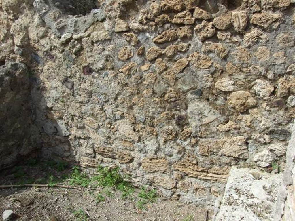 VI.16.28 Pompeii. March 2009. Room E, site of staircase (d) against north wall.