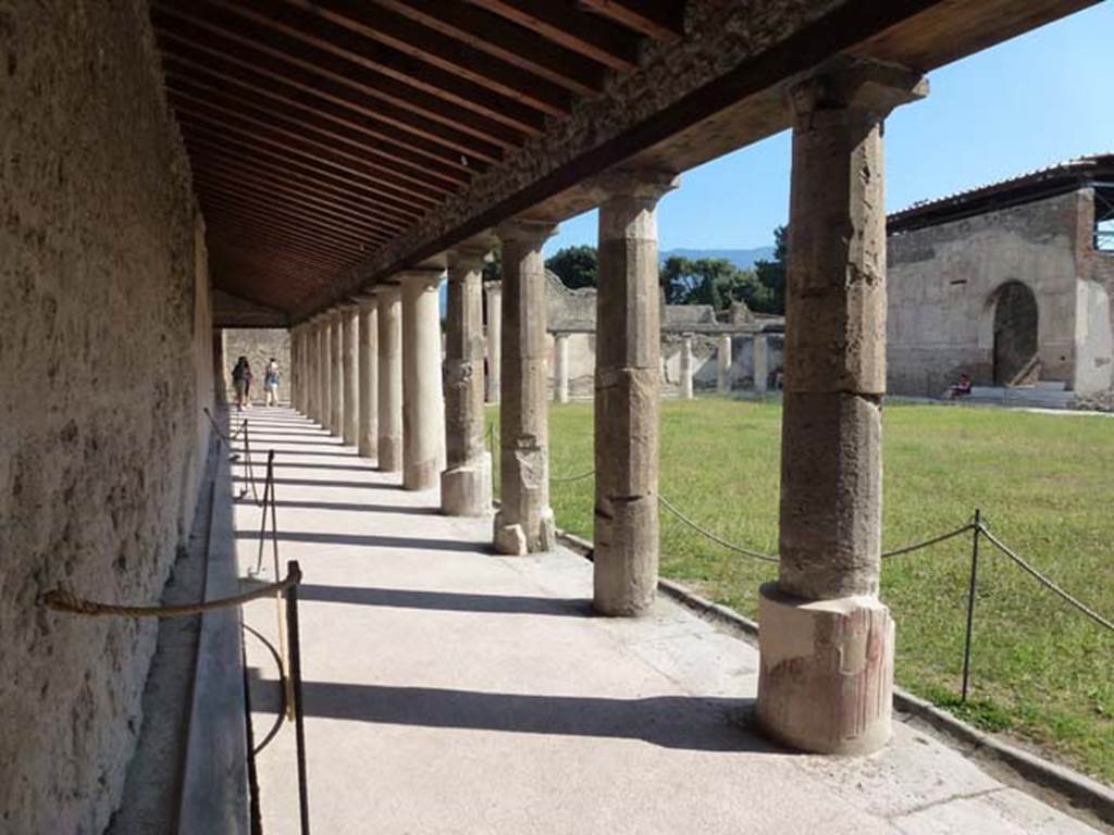 VII.1.8 Pompeii. June 2012. Looking south-west across gymnasium C from doorway into womens baths area 8. Photo courtesy of Michael Binns.
