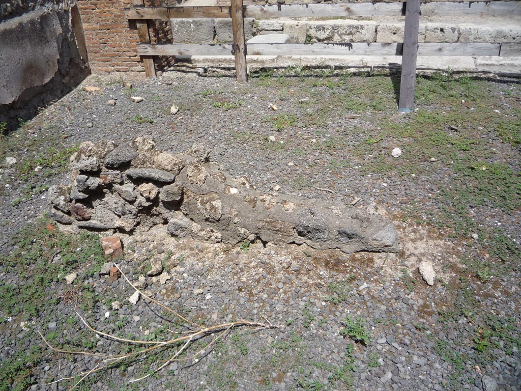 VII.1.36 Pompeii. October 2009. Looking north across floor of rear room, towards remains of north wall. Photo courtesy of Jared Benton.