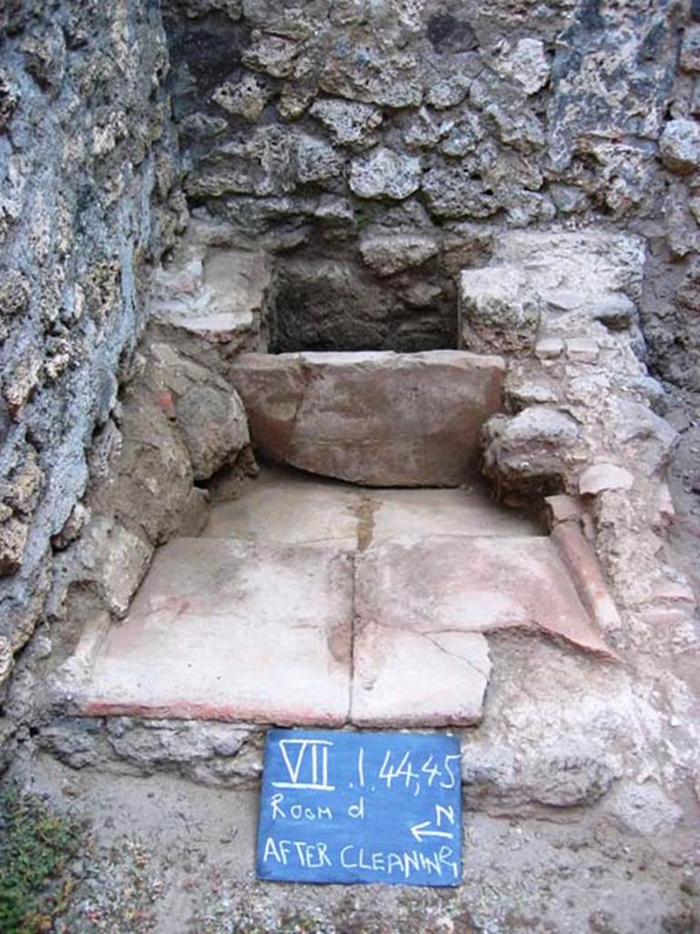 VII.1.45 July 2008. Looking east towards latrine at rear in the north-east corner, after cleaning. Photo courtesy of Barry Hobson.