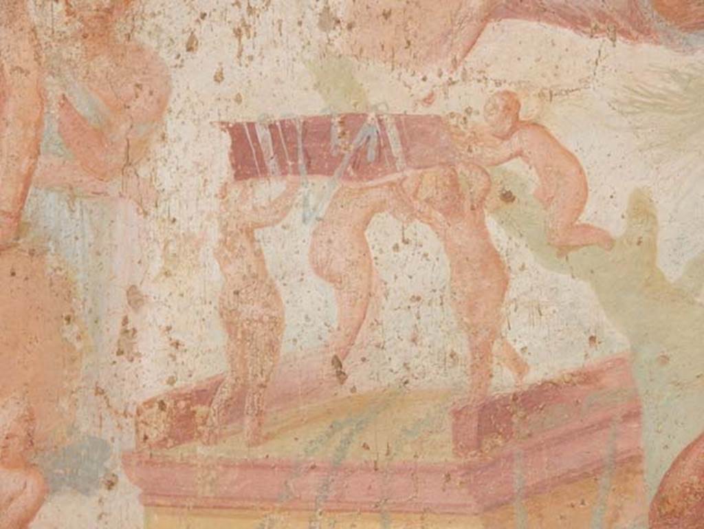 VII.1.47 Pompeii, May 2018. Exedra 10, detail from central painting on north wall. Photo courtesy of Buzz Ferebee